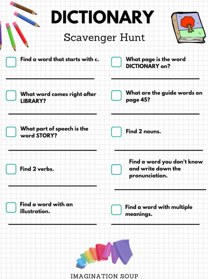 Dictionary Scavenger Hunt (free pdf download)